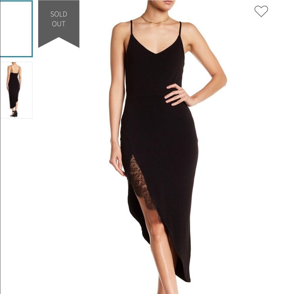 Soprano asymmetrical lace hem bodycon dress